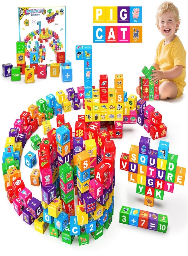 Caferria Magnetic Blocks for Toddlers 1-3, 1.4 inch Large Building Blocks Number ABC Learning Toys for 1 2 3 4 5+ Year Old Boys Girls Educational Montessori Toys for Preschool Activities 36PCS STEM Magnet Cube - Image 1